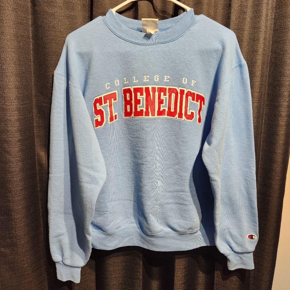 College Of St. Benedict Champion Sweatshirt Crewneck Mens M Powder Blue